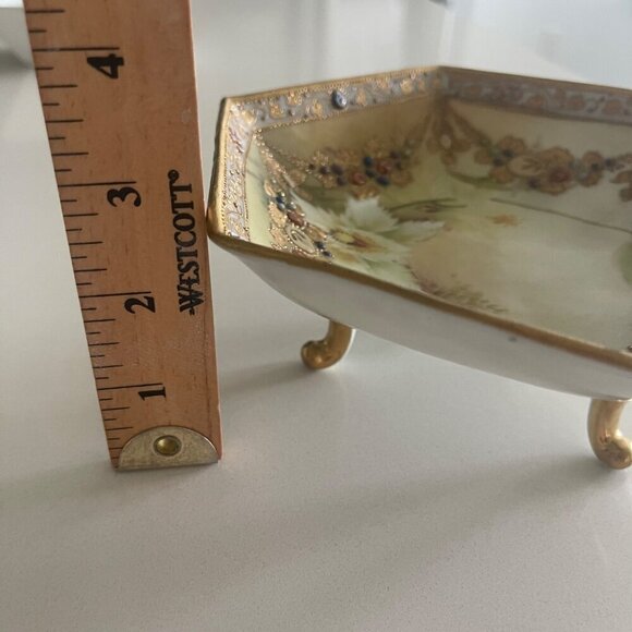 Beautiful Vintage Hand Painted Morimura Nippon Bowl Dish with Three Foot - Picture 7 of 10